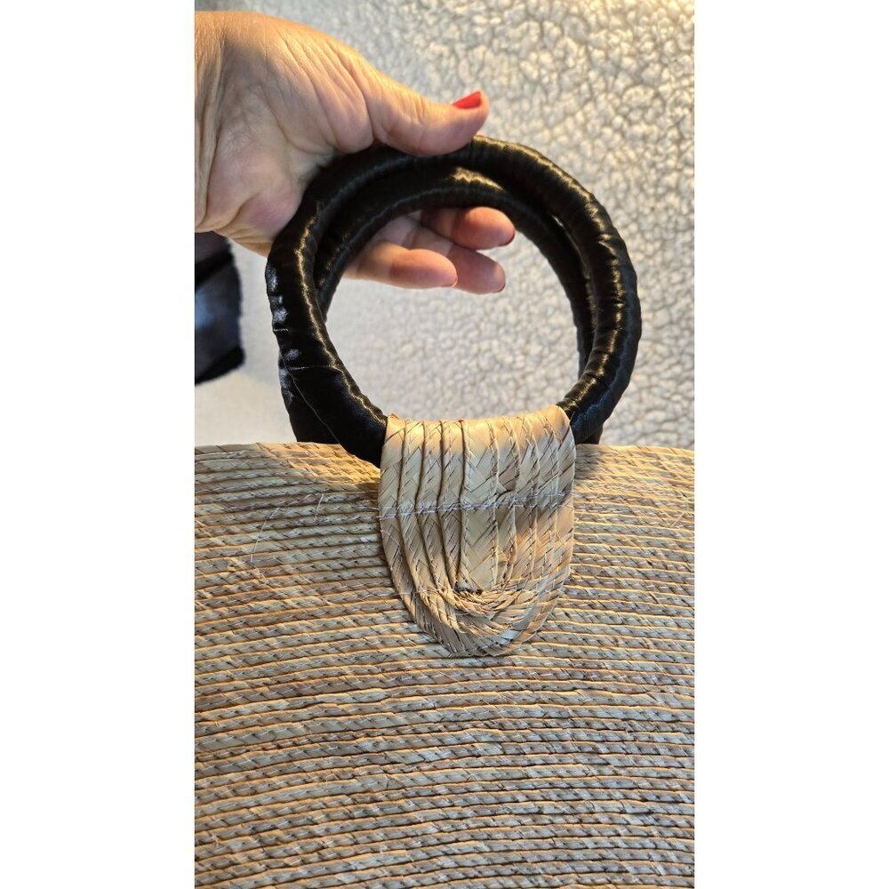 Vintage Handcrafted Straw "Evil Eye" Purple Sequin Beach Tote Purs - Picture 11 of 16